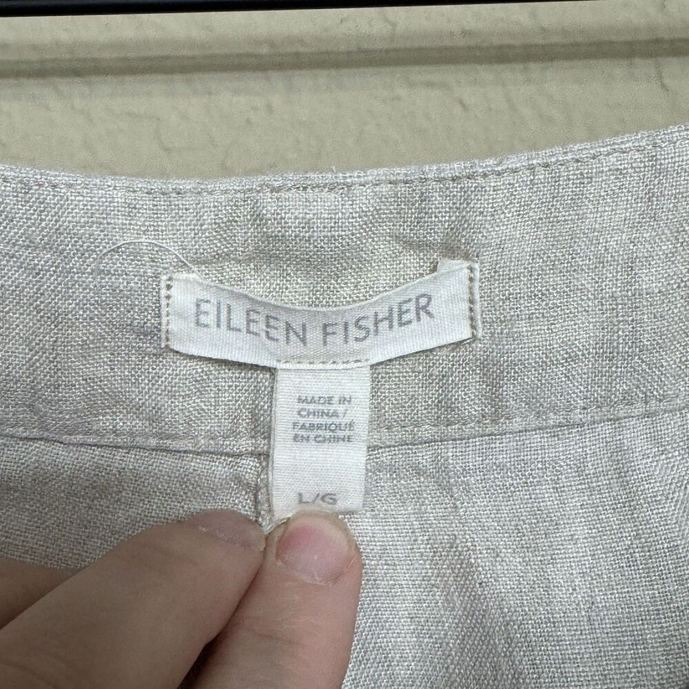 Eileen Fisher 100% Organic Linen Cream Wide Leg Trouser Pants Size L Lagenlook - Picture 3 of 12